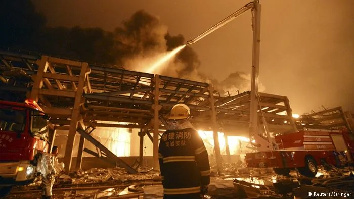 China Fabrik Explosion Zhangzhou Feuer Großbrand