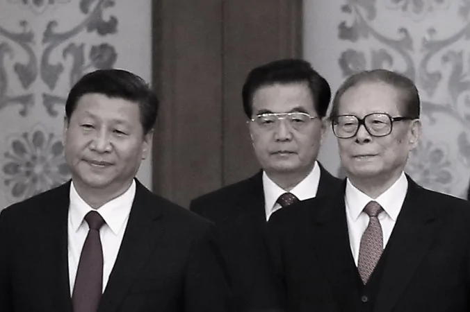 (L to R) Chinese Communist Party Head Xi Jinping and his predecessors Hu Jintao and Jiang Zemin on Sept.30,2014 in Beijing, China.(Feng Li/Getty Images)