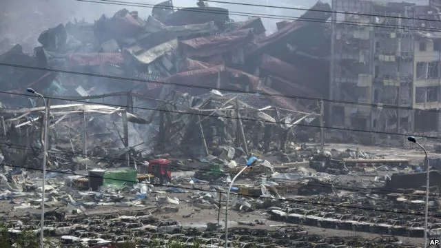 中國天津濱海新區開發區貨櫃碼頭8.12大爆炸現場