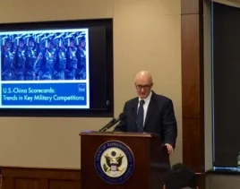 兰德公司在国会山举行简报会介绍美中军事力量对比研究报告。（美国之音杨晨拍摄）