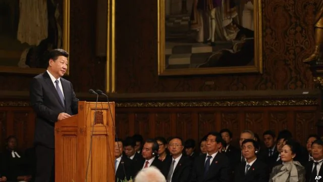 10月20日中共国家主席习近平在英国议会皇家画廊发表讲话