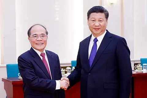 中共国家主席习近平在北京人民大会堂会见越南国会主席阮生雄