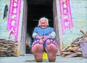 广东年近八旬老妇从不穿鞋 上山拾柴如履平地
