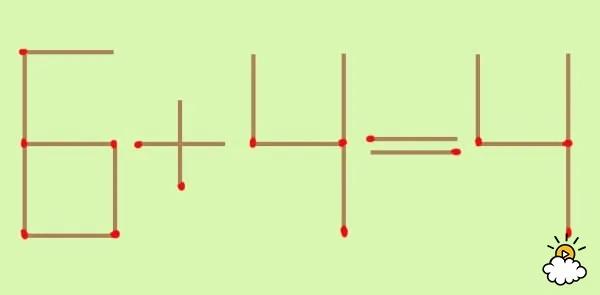 动一根火柴这个“6+4=4”算式就会正确 你能看出3种解法吗?