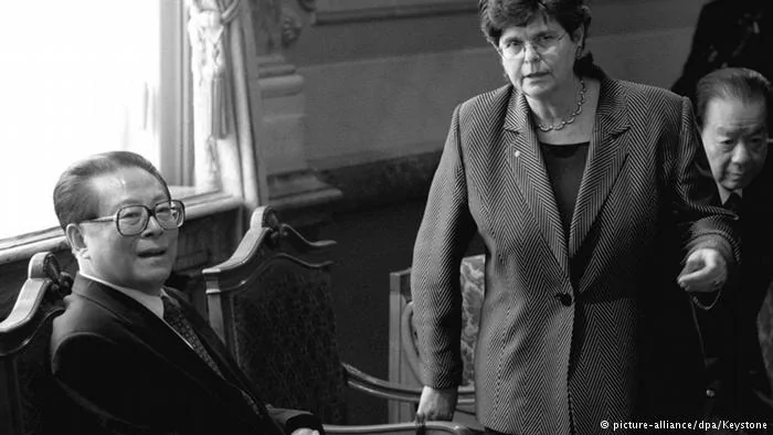 Schweiz1999 Chinesischer Präsident Jiang Zemin& Präsidentin Ruth Dreifuss