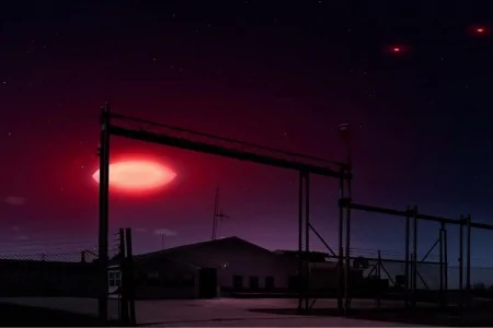 模拟图：橙色UFO飞行速度极高，转弯为不可思议的直角。（vimeo视频截图）