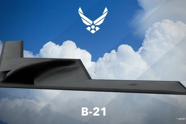 2月26日，美國空軍部長在佛州年度空戰研討會（Air Force Association Air Warfare Symposium）上發布首張B-21遠程打擊轟炸機（LRS-B）設計概念圖。（Air Force官網）