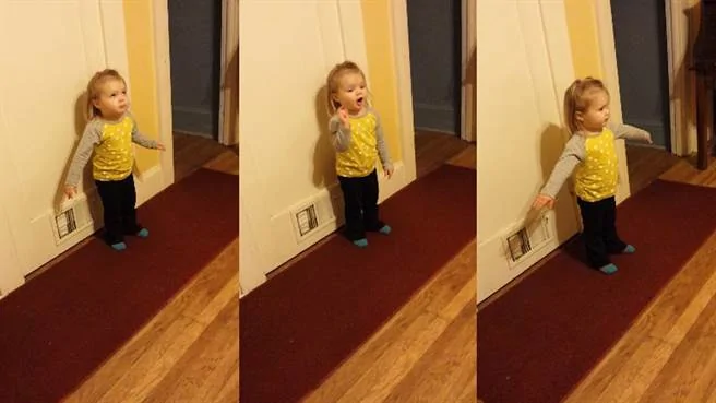 女孩憤怒地在牆邊表示「再也不跟阿姨說話」「圖片取自Youtube/ Eric Palonen)