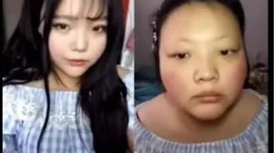 女孩化妆堪比整容 大脸盘变瓜子脸 太厉害了!