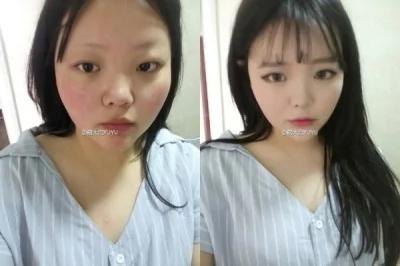 女孩化妆堪比整容 大脸盘变瓜子脸 太厉害了!