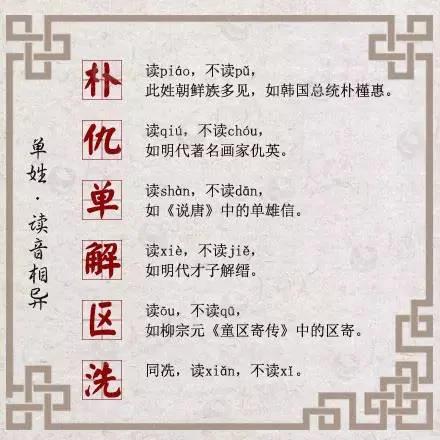 一读就错的姓氏 测测你能读对多少?