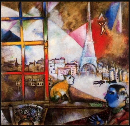 从一个窗口看巴黎，Marc Chagall（wikiart.org）