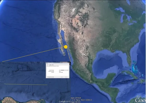 加利福尼亚湾海底的神秘结构（据视频截图及骨骼地图绘制）