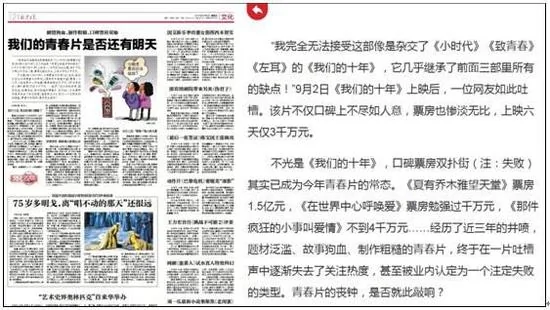 北京日报对《我们的十年》的报道。
