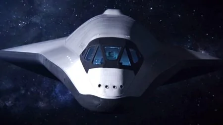 霍金乘坐虚拟飞船到他喜欢的空间旅行。（CuriosityStream视频截图）