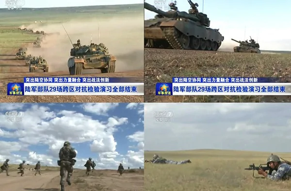 2016年9月12日至19日，中俄军队在广东湛江以东海空域举行代号为‘海上联合-2016’的联合军事演习，被指模仿美国战争大片的夸张情节，中看不实用。（视频截图）