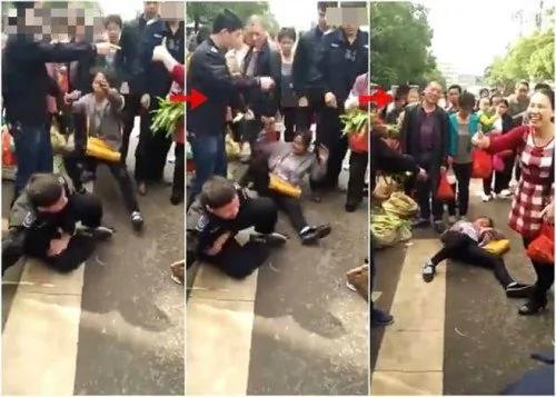 城管与大妈街头“对决” 画面让路人捧腹大笑