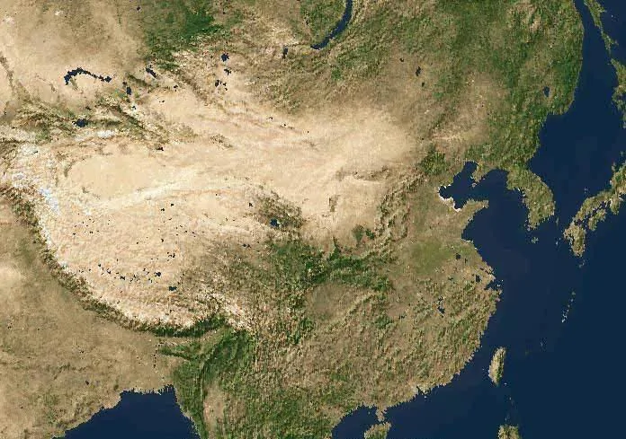 衛星拍攝的荒漠化中國