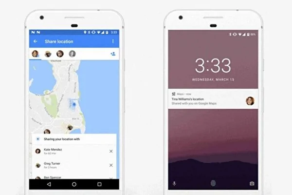 Google地圖23日宣布將於3月28日陸續推出全新「位置資訊分享」功能，讓Android與iOS使用者可從Google地圖App中分享所在位置給親友，另外也能在導航模式開啟「旅程分享」。（Google提供）