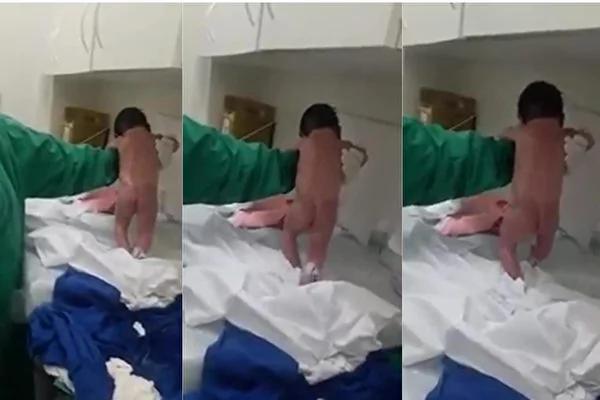 巴西女婴刚出生即会走路 视频走红网络