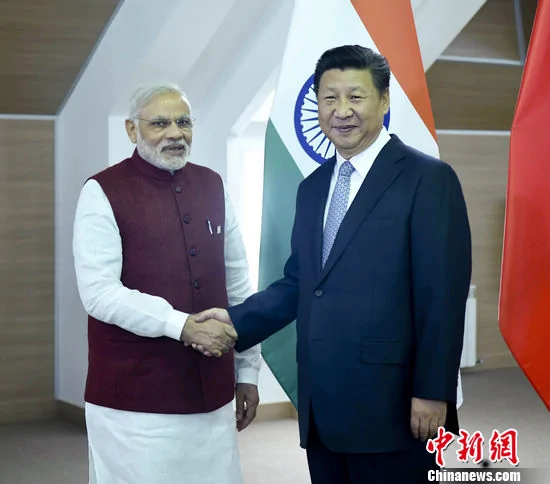  中共國家主席習近平8日在俄羅斯烏法會見印度總理莫迪（網絡圖片）