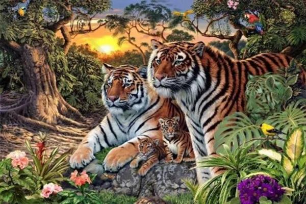 绝对考眼力+想象力的一幅图:画中共有几只老虎