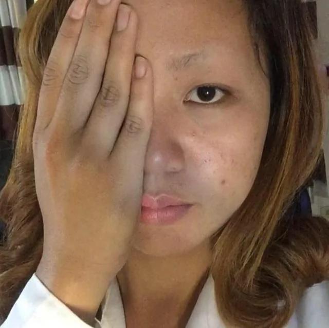 菲律宾少女敷面膜不看说明书撕下面膜时发现眉毛几乎连根拔起
