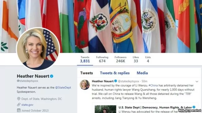 美國國務院發言人希瑟·諾爾特在推特上聲援李文足，並呼籲中國釋放她的丈夫王全璋和所有在「709」鎮壓期間被捕的人士。