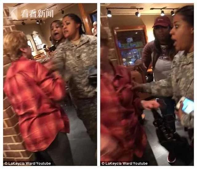 怀孕黑人女兵停残疾车位 白人老妇率儿女尾随攻击!