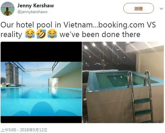 英国一女子预定越南酒店无边际泳池 到现场却笑喷了