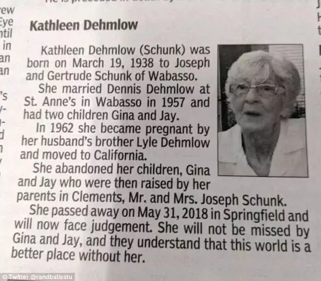美国大叔发讣告:“我妈死了 死得好” 网络炸锅!