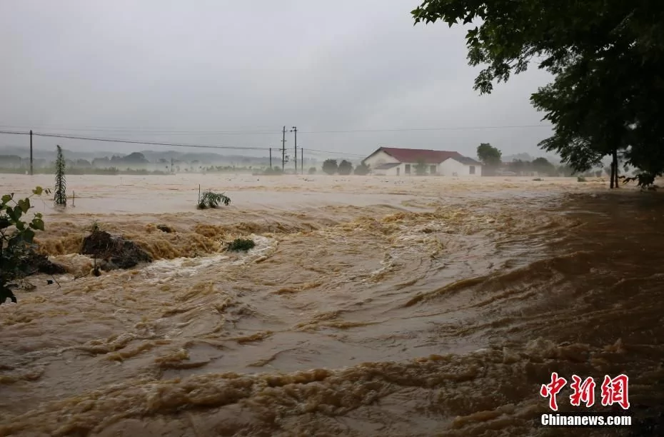 江西暴雨成灾 农田村庄受淹汪洋一片!