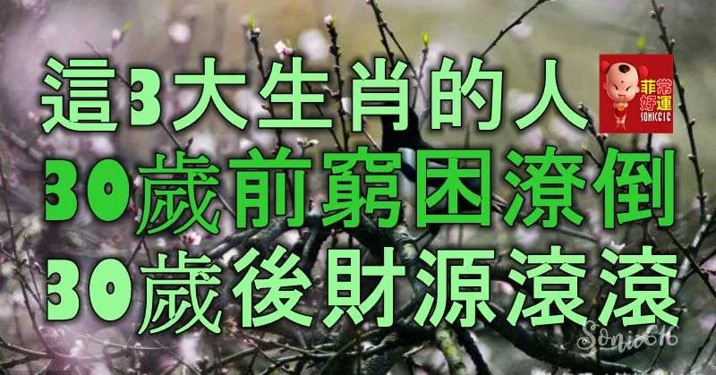 这3大生肖的人 30岁前穷困潦倒 30岁后财源滚滚 大富大贵!