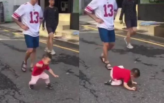 爱面子!小男童走路跌倒神反应网友赞爆:这孩子有前途