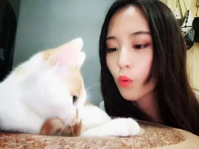 主人朝喵星人吹气 橘猫伸手勾住下巴深吻:满意了吧 女人真烦!