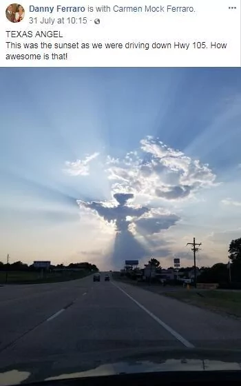 得州上空现壮观“天使云” 网友叹:这也太像了