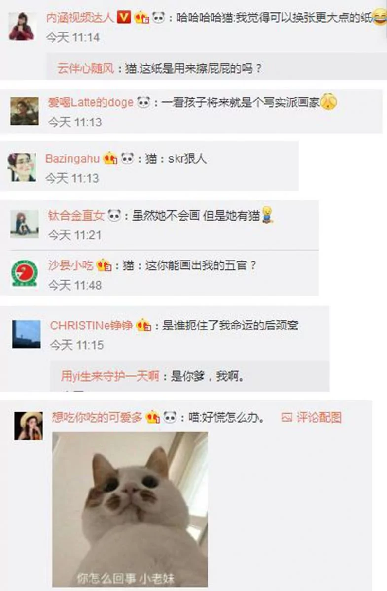 老师给小女孩布置了一个画猫的作业 她不会画 看到家里的猫 灵机一动!