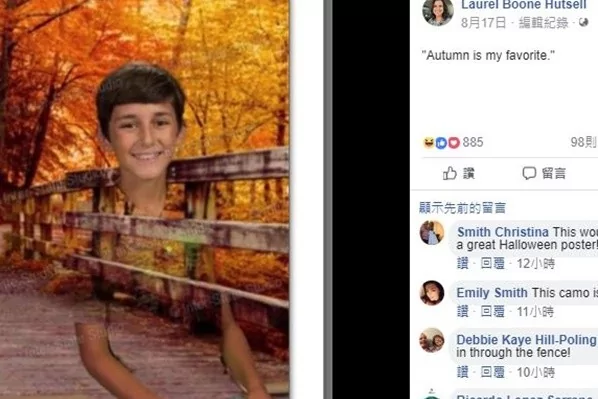 美国男孩穿绿衣拍照 结果成“飘头”被网友P图广传!