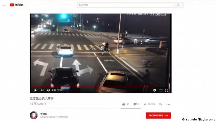Screenshot Youtube Videoüberwachung Polizei Kunshan Überfall (Youtube/Jia Jianceng)