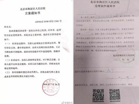 崔永元发布的起诉书和案件受理书截图(图源:@崔永元)