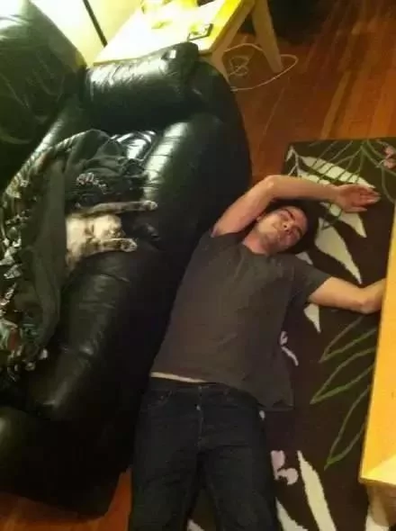 呆萌的喵星人看着主人抬腿纾缓脚酸 它竟有样学样 姿势却让网友笑翻!