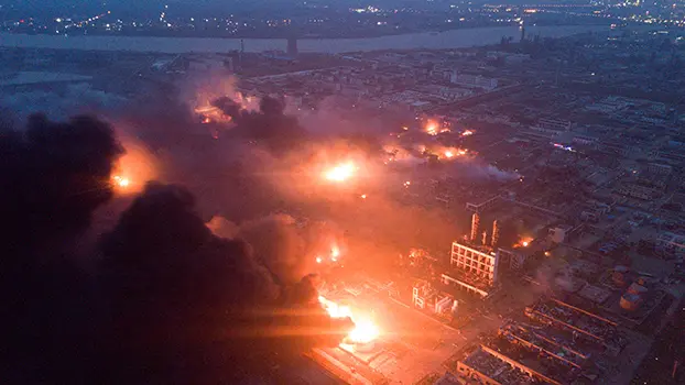 2019年3月21日，江蘇鹽城一家化工廠發生重大爆炸事件。（路透社）