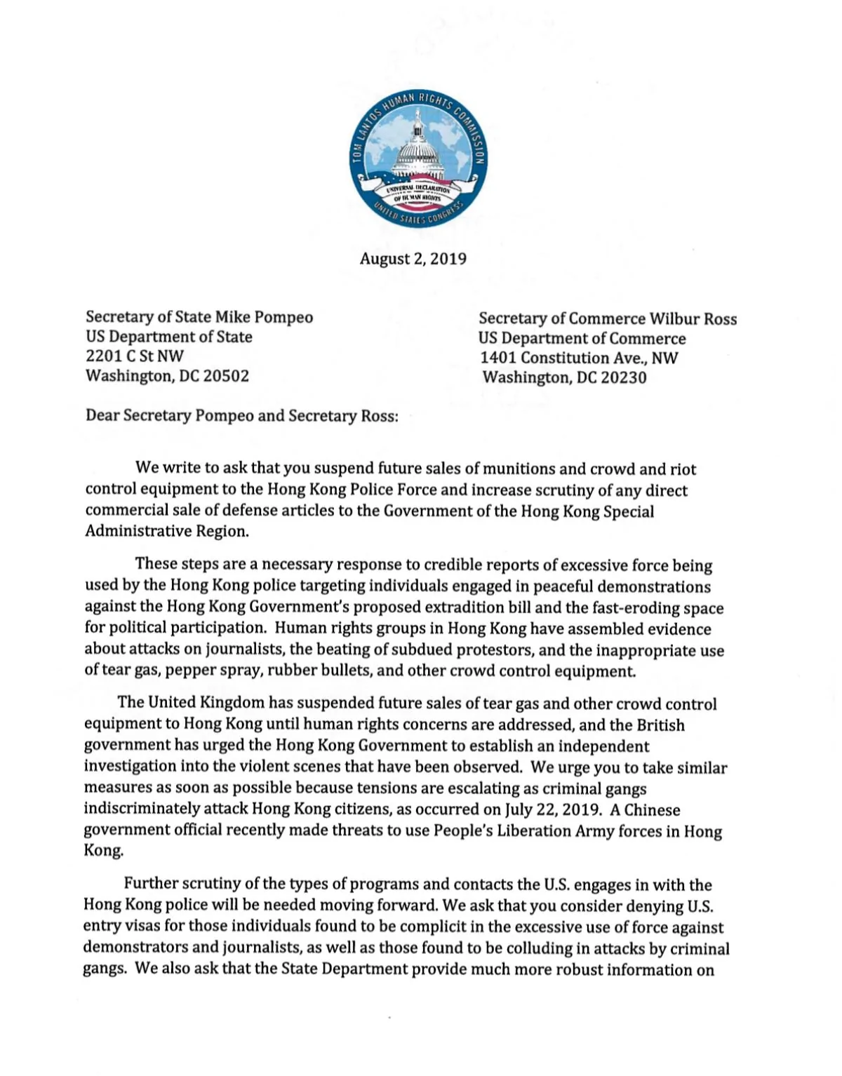 黄之峰发起10万白宫联署达标两党议员正式去信国务卿要求美国停止出售武器予香港黑警 阿波罗新闻网