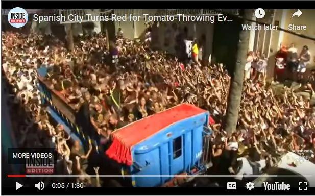 一年一度的“番茄大战”来了!西班牙小镇逾2万人狂砸145公吨番茄!
