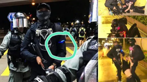 香港警察被質疑假扮黑衣示威者。