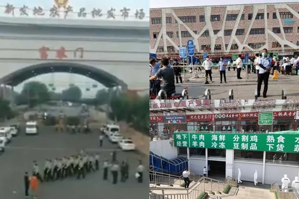 北京市「菜籃子」的新發地批發市場爆發中共肺炎。