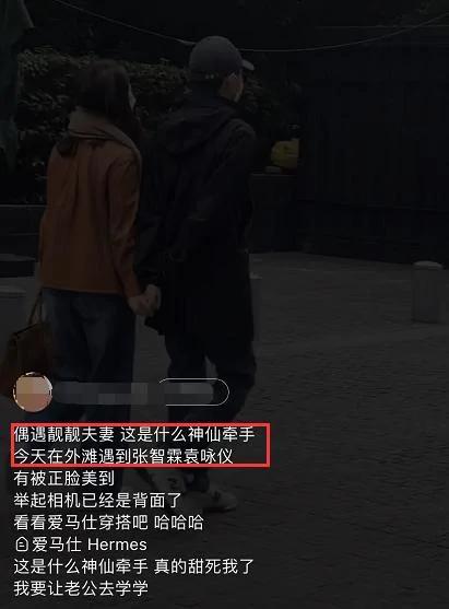 网友外滩偶遇袁咏仪夫妇,张智霖双手背后偷牵靓靓 甜蜜惹人羡