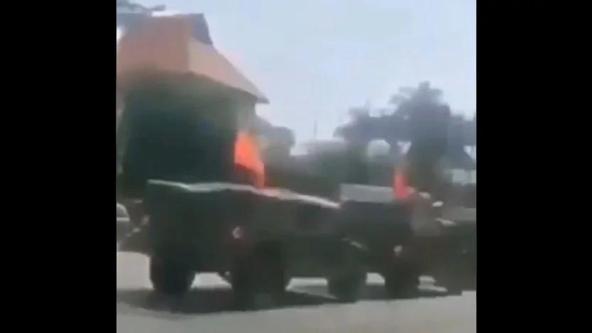 網傳中共軍隊開抵緬甸繆斯鎮 街上停滿軍車