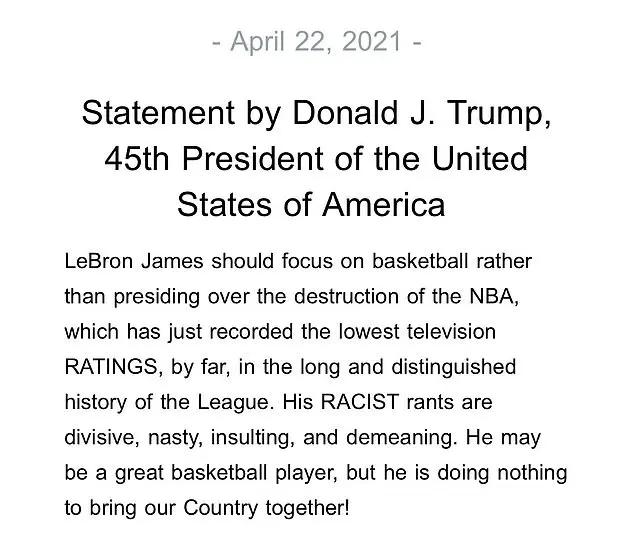 川普總統斥責NBA詹皇：分裂、下流、侮辱和貶低的種族主義咆哮【編譯】