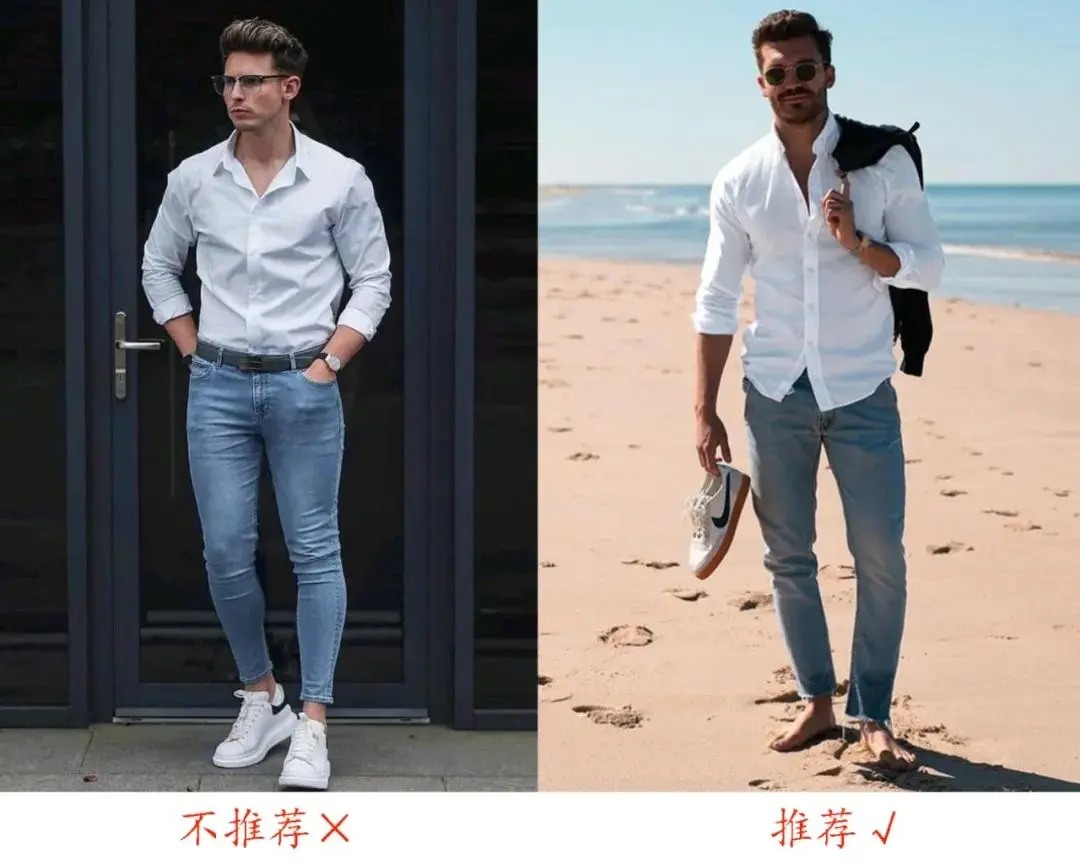 男人用衬衫搭配牛仔裤，这3种方式不要碰(组图)